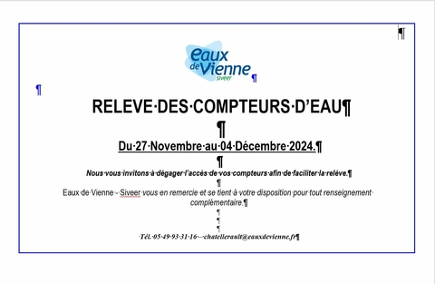 Affiche de relevé des compteurs