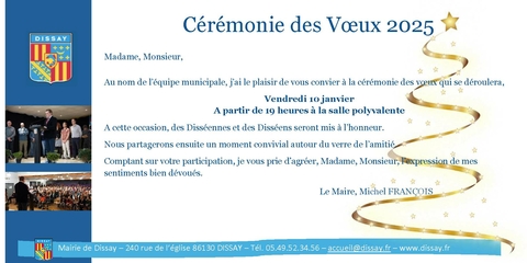 Carton d'invitation pour la cérémonie des voeux 2025