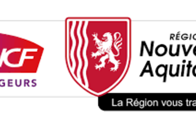 Logos de SNCF voyageurs et de la Région Nouvelle Aquitaine